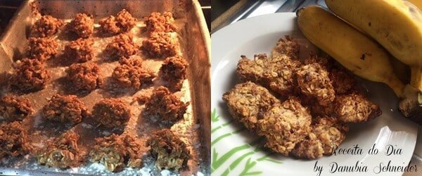biscoitos de banana com granola