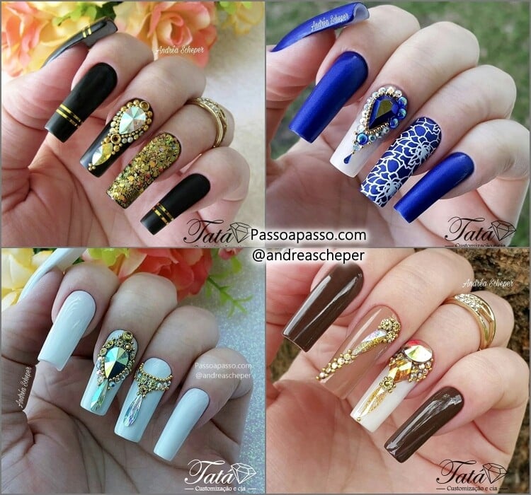 Unhas decoradas com pedras