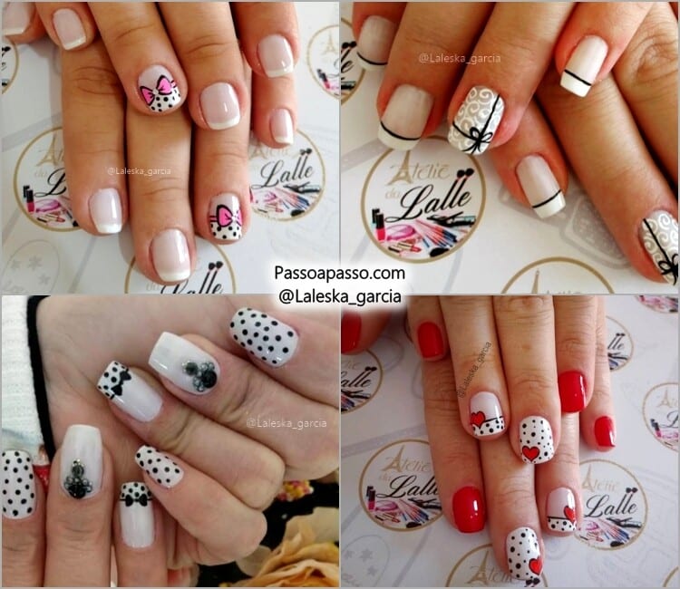 Unhas decoradas com lacinhos